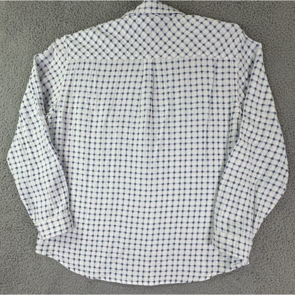 Carbon2Cobalt Mens XL Cotton Grid Shirt White Blue - Picture 5 of 15